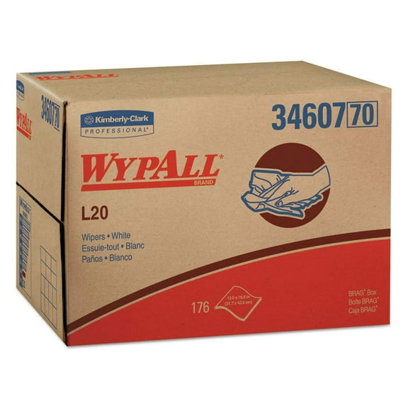 WypAll GeneralClean L20 Cloths Medium Cleaning Wipes (34607), Brag Box, Bulk Paper Wipers, White (1 Pack of 176 Sheets, 176 Sheet Total) CA1