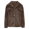 thumbnail image 6 of IROINNID Women's Leisure Short Jacket Peak Lapel Solid Color Bomber Jacket Long Sleeve Outwear, Brown, 6 of 8