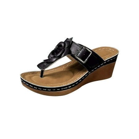 

Platform Sandals Women Comfor Flip Flop Slide Sandal Summer Walking Slip On Platform Shoes Trendy Flower Wedge Sandals