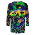 thumbnail image 4 of BKQCNKM Mardi Gras Outfit for Women Sweatshirt for Women Oversized Sweatshirt for Women Mardi Gras Crew Neck Short Sleeve Mardi Gras Sweatshirt Mardi Gras Shirts for Women, Dark Blue L, 4 of 5