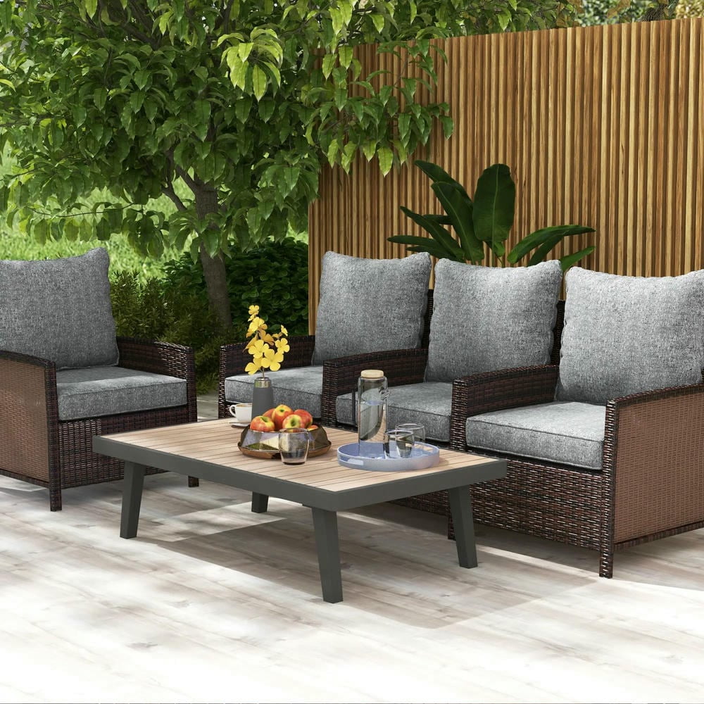 GVN Outdoor/Indoor Chair Pads, Seat Cushions,8 Patio Chair Cushions with Seat & Backrest, Fade Resistant Seat Replacement Cushion Set, Gray