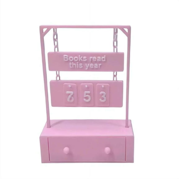 Bookshelf Decor Book Read This Year Counter, Book Read This Year Counter, Fashion 3-Digit Reading Tracker, Reading Challenge Gift with Drawer and Number Blocks for Readers, Writers