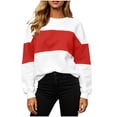 thumbnail image 3 of Women's Casual Color Block Pullover Sweatshirt Long Sleeve Crew Neck Top for School Lounge Streetwear, 3 of 7
