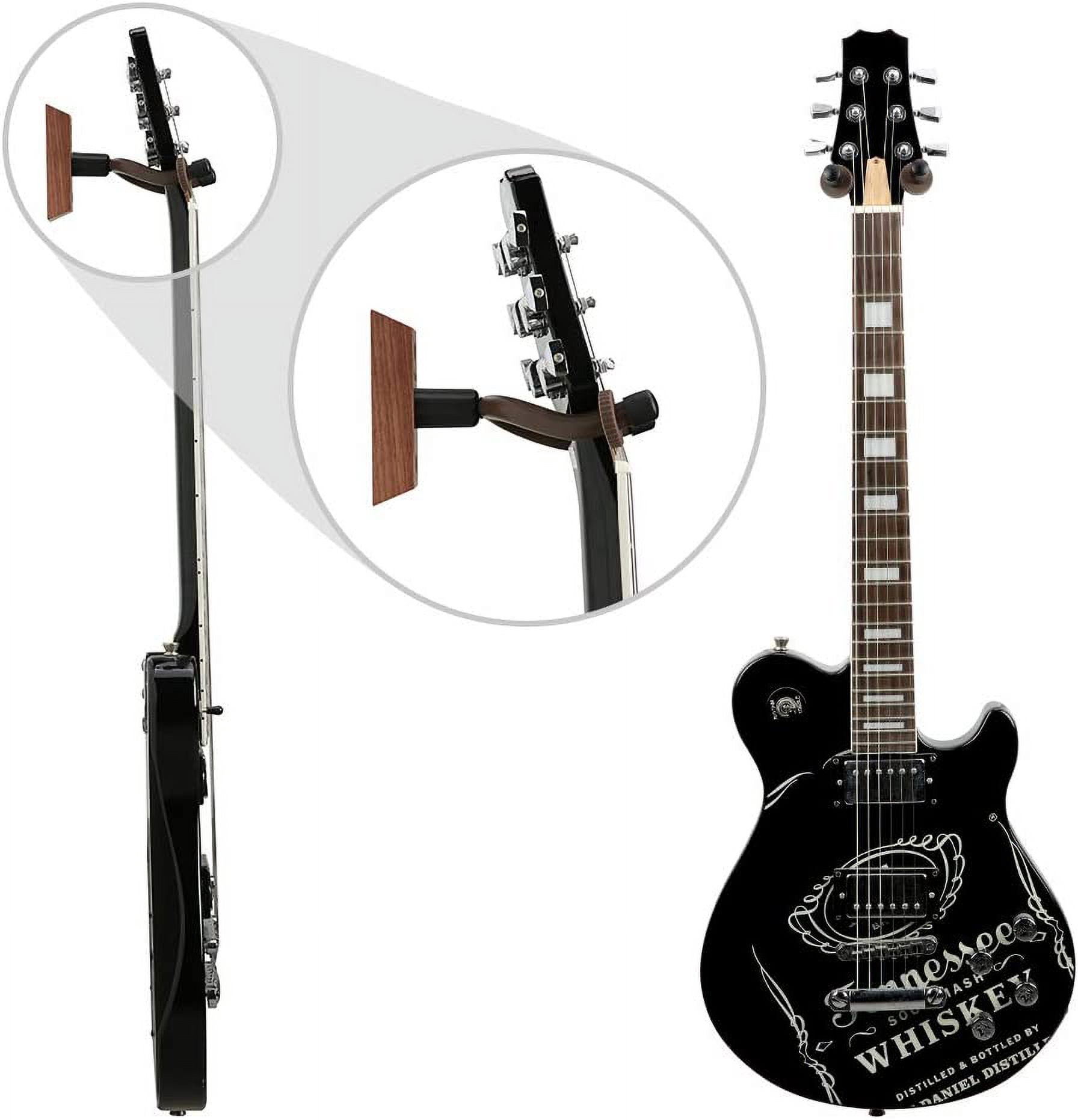 3 Pack Guitar Wall Mounts - Wooden Guitar Hangers with Hooks for Acoustic, Electric, Bass, Ukulele, Banjo, Mandolin