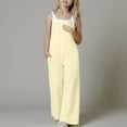 thumbnail image 2 of eczipvz Toddler Girls Sleeveless Jumpsuits Spaghetti Strap Romper Clothes Long Pants with Pockets 1-10 Years Cute Clothes for Girls 10-12 Beige|13-14 Years, 2 of 7