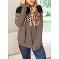 thumbnail image 2 of Sumai Women's Leopard-Print Hoodie Crew-Neck Long-Sleeved Color-Matching Drawstring Hoodie, 2 of 5