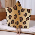 thumbnail image 5 of Gold and Brown Of Leopard Print Hooded Bath Towel，50"x30" for Ages 3 To 12 Kids, Quick Dry Lightweight Soft Microfiber Hood Beach Towel Cover Up for Kids, 5 of 7
