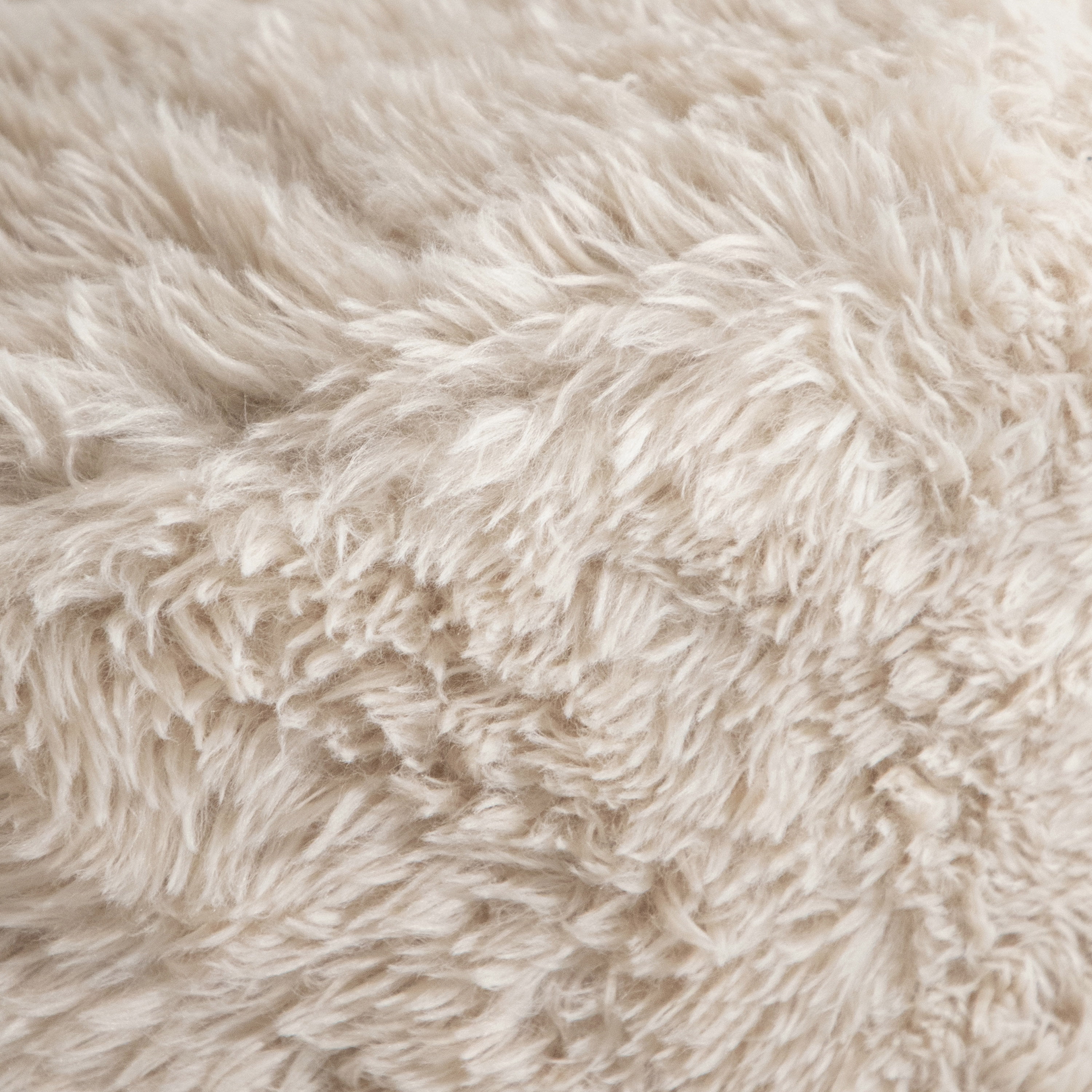 Furniture of America Pom Modern Faux Fur Modular Compressed Corner Chair, Sand Beige