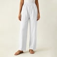 thumbnail image 2 of fatyb Womens Straight Leg Pants Elastic Waist Casual Long Pants Lightweight Plain Trousers with Pockets, 2 of 6
