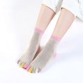 thumbnail image 3 of Otoño e invierno con calcetines de cinco dedos Calcetines de punta absorbentes de sudor de algodón de color de tubo medio para mujer Calcetines de punta deportivos lindos de estilo coreano, 3 of 6