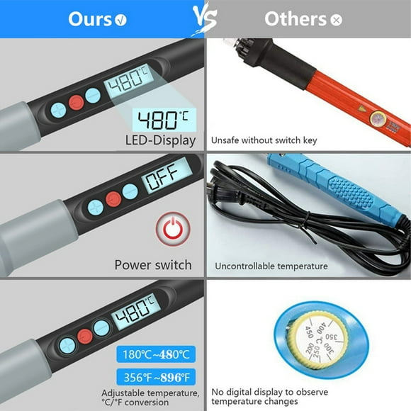 HANDSKIT Electric Soldering Iron,Temperature Iron 180~480 Temperature Adjustable Iron Display / Conversion Adjustable Iron Lcd Iron Lcd Display Lcd Display / 180~480 Temperature Adjustable Dsfen