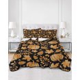 thumbnail image 2 of Quilts Queen Size Bedding Set, Thanksgiving Fall Reversible Summer Quilt 3 Pieces, Retro Pumpkin Cones Maple Leaf Black Lightweight Bedspreads Coverlets with 2 Pillow Shams for All Seasons, 2 of 5