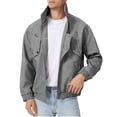 thumbnail image 5 of Zpzdpjkx Mens PU Leather Bomber Jacket Lapel Collar Multi Zipper Pockets Soft Texture Daily Street Fashion Casual Lightweight City Skate Vacation Jackets for Men, 5 of 6