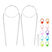Uxcell 2pcs Knitting Needles Size US 2.5(3mm) Circular Needle 24 Inch(60cm) Round Metal Stainless Steel Needle with Needle for Handmade Projects DIY Knitting