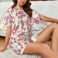 thumbnail image 4 of Fuzoiu Bow With Sugar Skull Print Women's Short-Sleeved Pajama Set,Lounge Sleepwear Set,Womens Pajama Sets 2 Piece,Button-Up Top and Shorts with Pockets-3X-Large, 4 of 7