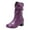 Purple, variant on Western Boots for Women Slouchy Leather Block Heel Round Toe Mid Calf Booties Winter Thickened Warm Casual Retro Long Boots Purple Size 7.5
