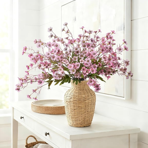 Artificial Wild Flowers Indoor, 12 Pcs Long Stems Fake Flowers Pink Silk Faux Flowers for Vase Filler Table Centerpiece Floral Arrangement Home Decor, Pink