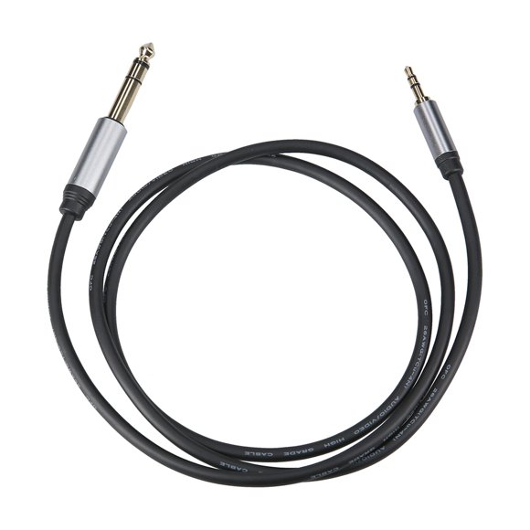Graflsoa 3.5mm to 6.5mm Gold-Plated Audio Adapter Cable, Black & Silver, 1M PVC Jacket, for Mobile, Laptop, and Audio Devices