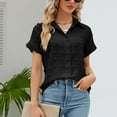 thumbnail image 6 of TTUHYWXI Womens Short Sleeve Shirts V Neck Collared Button Down Shirt Tops with Pockets (Black, XXL), 6 of 9