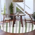 thumbnail image 4 of Green Grey Stripes Round Living Room Rugs 7 ft, Minimalist Abstract Vertical Striped Washable Area Rug with Non-Slip Sturdy Edge Binding Round Carpet for Kitchen Office Bedroom, 4 of 9