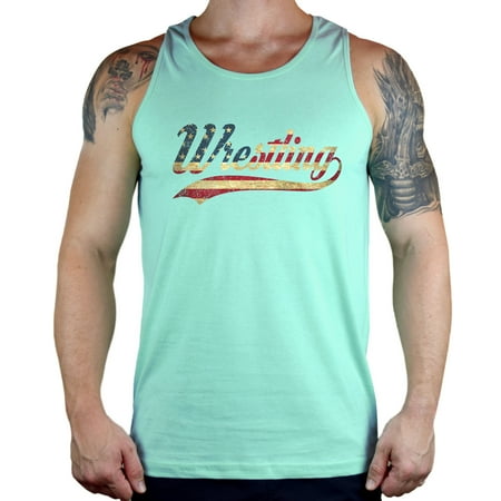 - Men's US Flag Wrestling KT T24 Mint Tank Top Medium Mint