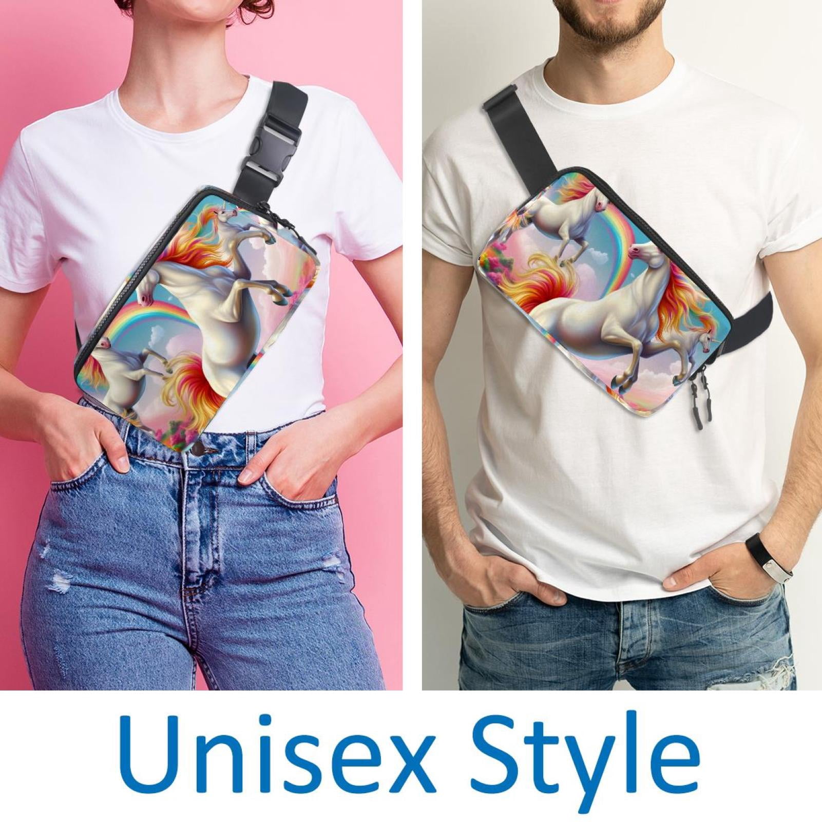 Rainbow Unicorns Lightweight Adjustable Waist Pack with Extension Strap for Unisex, Fanny Packs, Fanny Bag