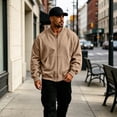 thumbnail image 4 of Men's Sweatshirt Full Zip Up Stand Collar No Hood Casual Jackets with Pockets Long Sleeve Loose Fit Flall Warm Coats, 4 of 5