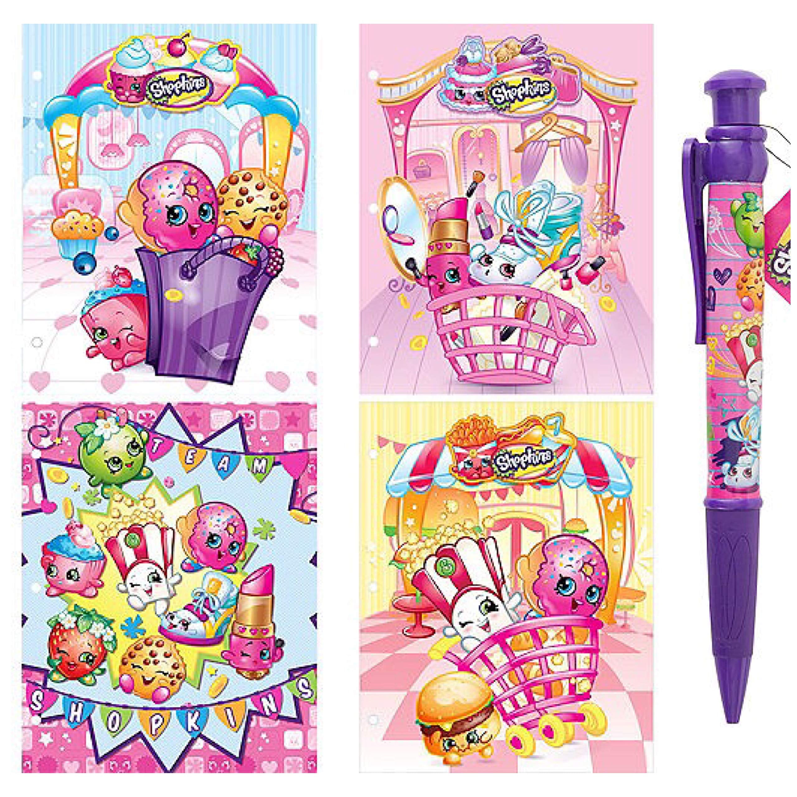Back to School bundle ! Shopkins 3 Holes Folders 4 Pack / 9 1/4in Wide