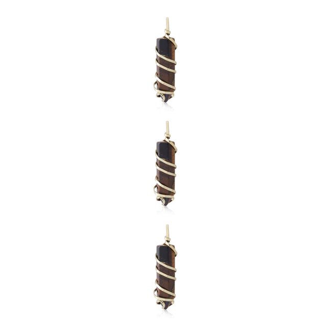 QualitChoice Wire Wrapped Charm Women Men Jewelry Making Anniversary Hanging Pendant Exquisite Crystal Keychains Accessories Brown 3Set