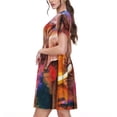 thumbnail image 2 of Disketp Oil Paintings of Elephants para Vestido de Manga Corta para Mujeres, Vestidos de Verano para Mujeres, Casual y Holgado para la Playa, 2 of 6