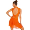 thumbnail image 5 of inlzdz Women Flowy Tulle Skirted Leotard Contemporary Lyrical Dance Dress Ballet Dancewear Orange XXL, 5 of 6
