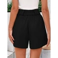 thumbnail image 3 of Womens Casual 2025 Trendy Summer Elastic High Waisted Pleated Side Slit Business Work Shorts Pockets, 3 of 7