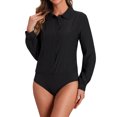 thumbnail image 1 of INSPIRAR CHIC Blusa de Mujer con Botones Leotardo Cuello Peter Pan de Manga Larga Tops de Negocios XL Negro, 1 of 6