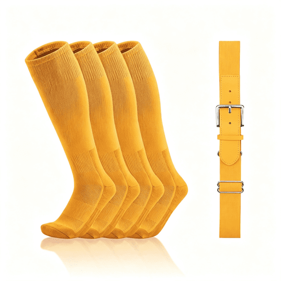 OQRKI Toddler Baseball Socks and Belt Youth Softball Tee Ball Combo Set for Boy Girl Baseball Socks (2 Pairs of Socks & 1 Belt)