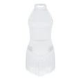 thumbnail image 4 of Haitryli Women Sleeveless Solid Gymnastics Leotard Cut Out Back Glitter Rhinestone Bodysuit White L, 4 of 7