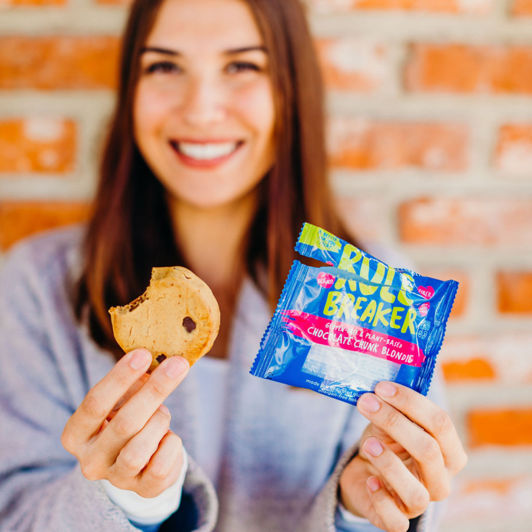 Rule Breaker Snacks Chocolate Chip Blondie 12-Pack | Vegan, Gluten-Free, Nut-Free, Top 11 Allergen-Free | Individually Wrapped 1.9-oz Blondies