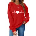 thumbnail image 1 of T-shirt de la Saint-Valentin pour Femmes 2024, Chandails à Col Rond, T-Shirts Décontractés avec Cœur, T-Shirts Graphiques Amples à Manches Longues, Chandails à Enfiler, Hauts Mode pour les Fêtes, T-Shirt, 1 of 3