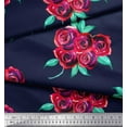 thumbnail image 2 of Soimoi Blue Heavy Canvas Fabric Leaves & Rose Floral Print Fabric by the Yard 58 Inch Wide, 2 of 3