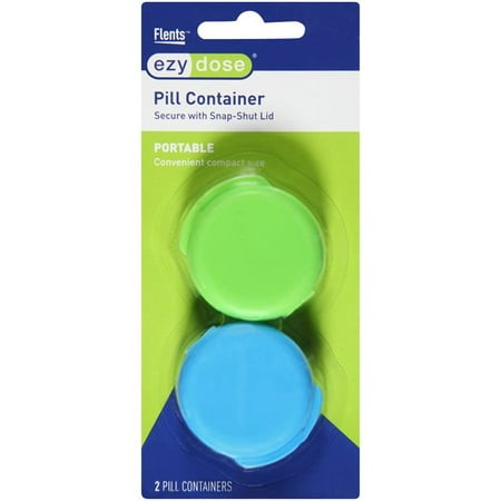Flents Ezy Dose Pill Container with Snap-Shut Lid, 2 count