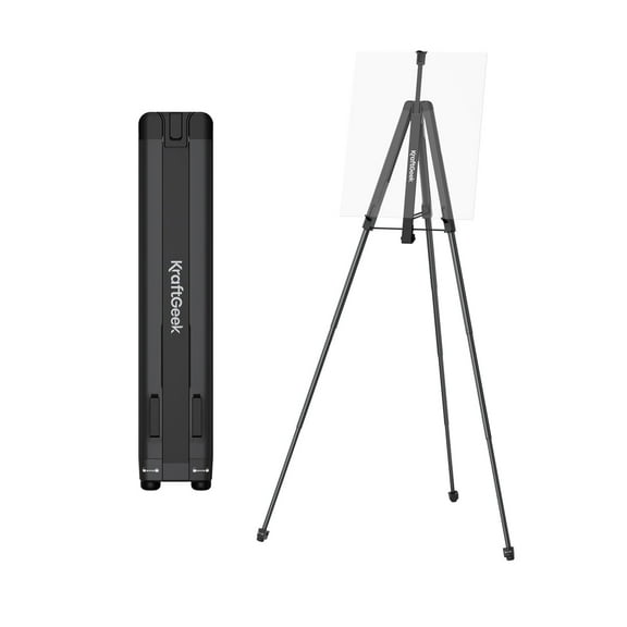 KraftGeek 65'' Portable Easel Stand for Painting, Plein Air Easel for Adults, Black