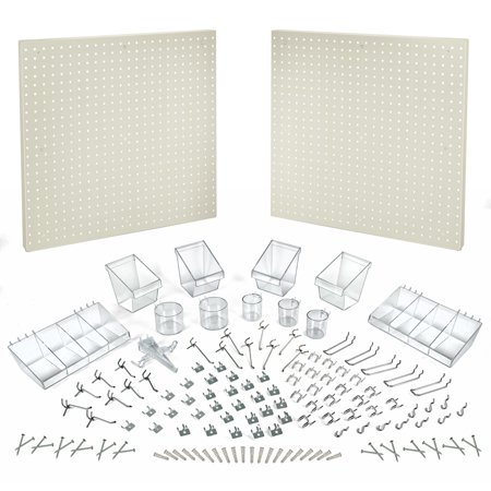 UPC: 0696859995828 | Azar Displays 900988-WHT White 125-Piece Pegboard Organizer Kit (2 – 24 x24 )