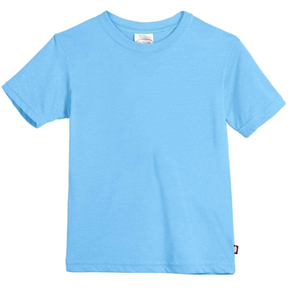 Made in USA Boys Soft Cotton Jersey Short Sleeve Crew Tee | Bright Light Blue