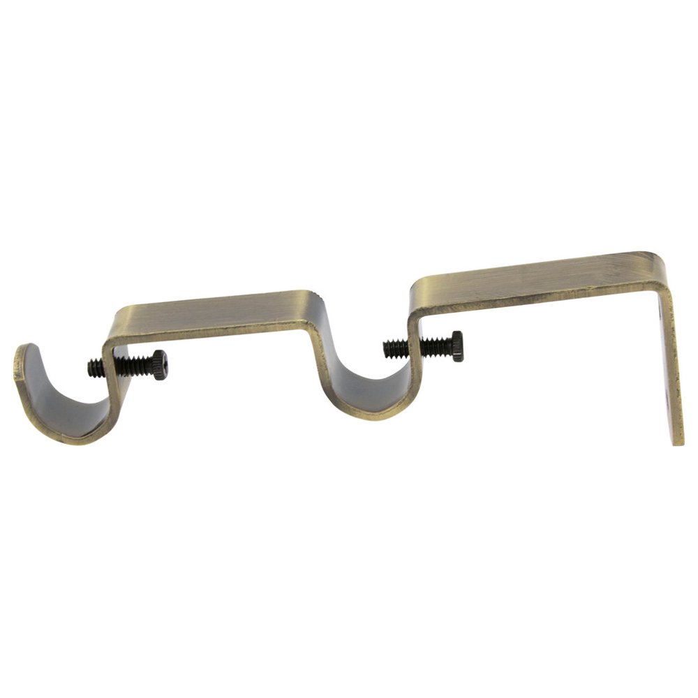 Urbanest Double Rod Bracket, 1/2" and 5/8" Rods, Antique Brass