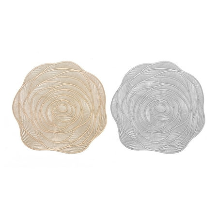 

2pcs Hollow Out Place Mat Heat Resistant Table Decoration Flower Shape Dining