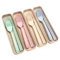 thumbnail image 2 of Kripyery 3Pcs Portable Tableware Set Eco-Friendly Chopsticks Spoon Fork Plastic Cutlery with Box for Students Office Workers, 2 of 8