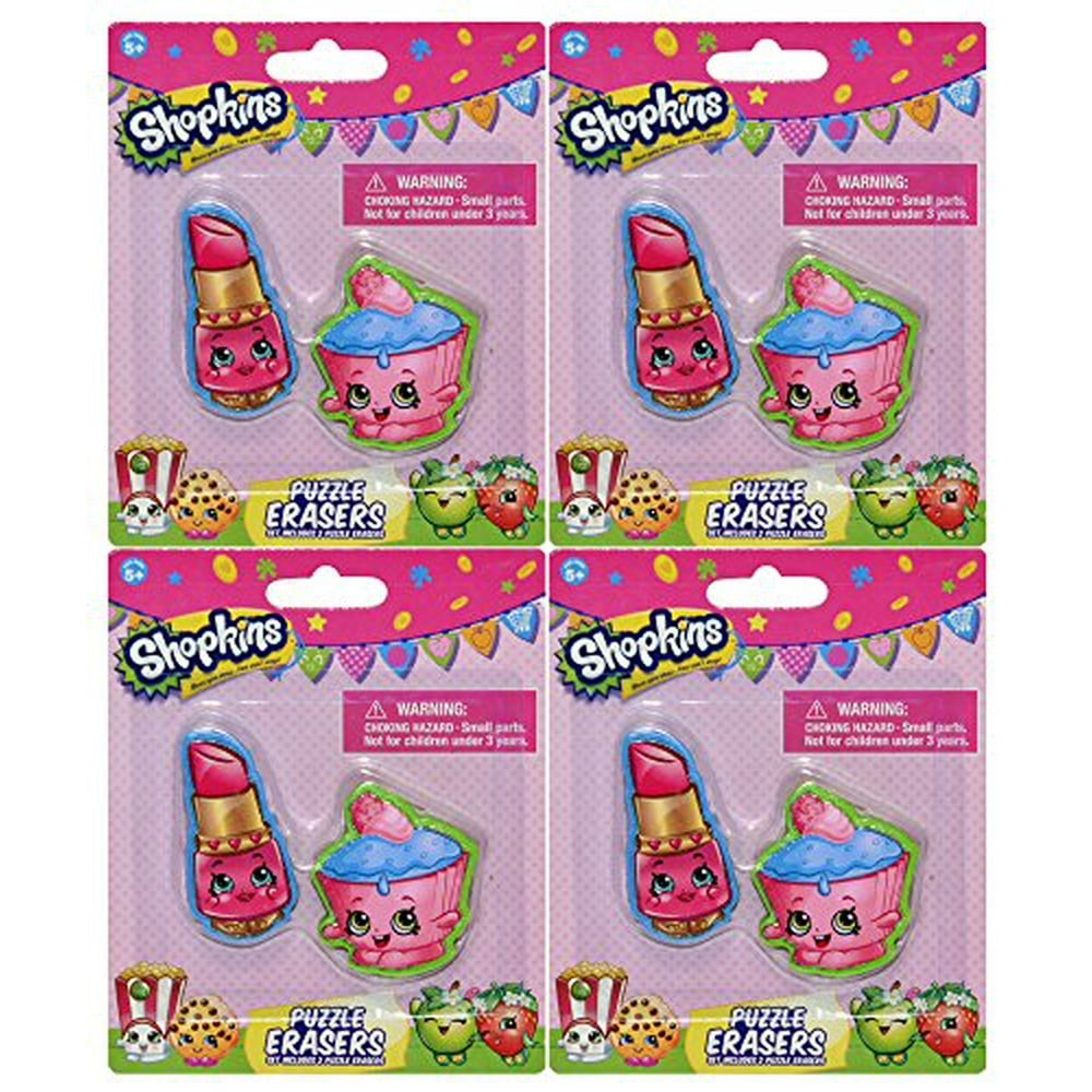 Shopkins 2 pk Puzzle Eraser Toy Figure Set 4 Pack