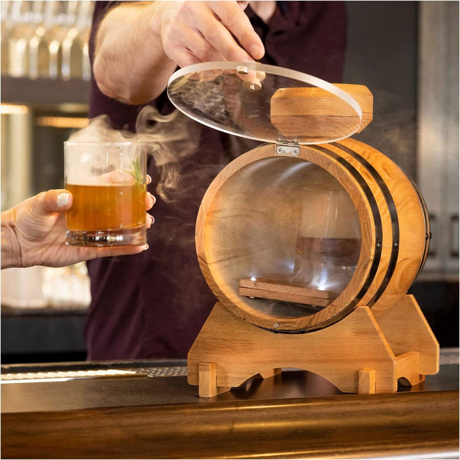 Smoke Barrel Kit Cocktail Smoker Kit with Torch & Wood Chips for