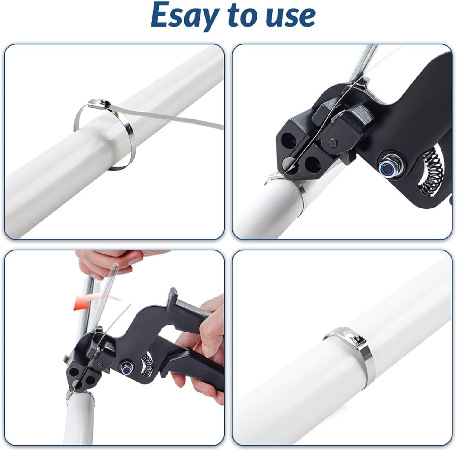 Stainless Steel Cable Tie Gun Kit, With150pcs Uv Resistant Silver Metal Zip，for Chainlink Fence，Exhaust Wrap