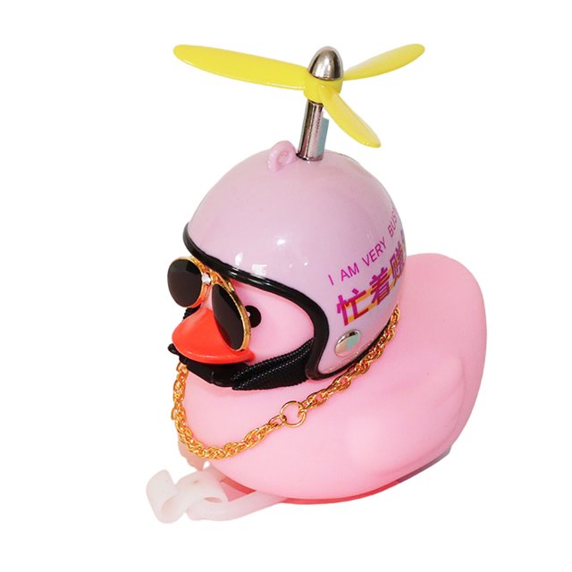 Adornos De Coche De Pato Rosa, Decoraciones Para Salpicadero De Coche, Gafas Geniales, Pato Con Casco De Hélice, Cadena Dorada Eigraketly OD016040-09