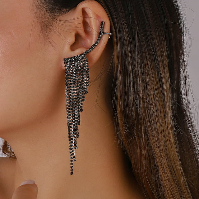 Travelwant Boho Tassel Chandelier Earrings Cubic Zirconia Crystal Long Drop Dangle Chain Bohemian Earrings for Women Girls